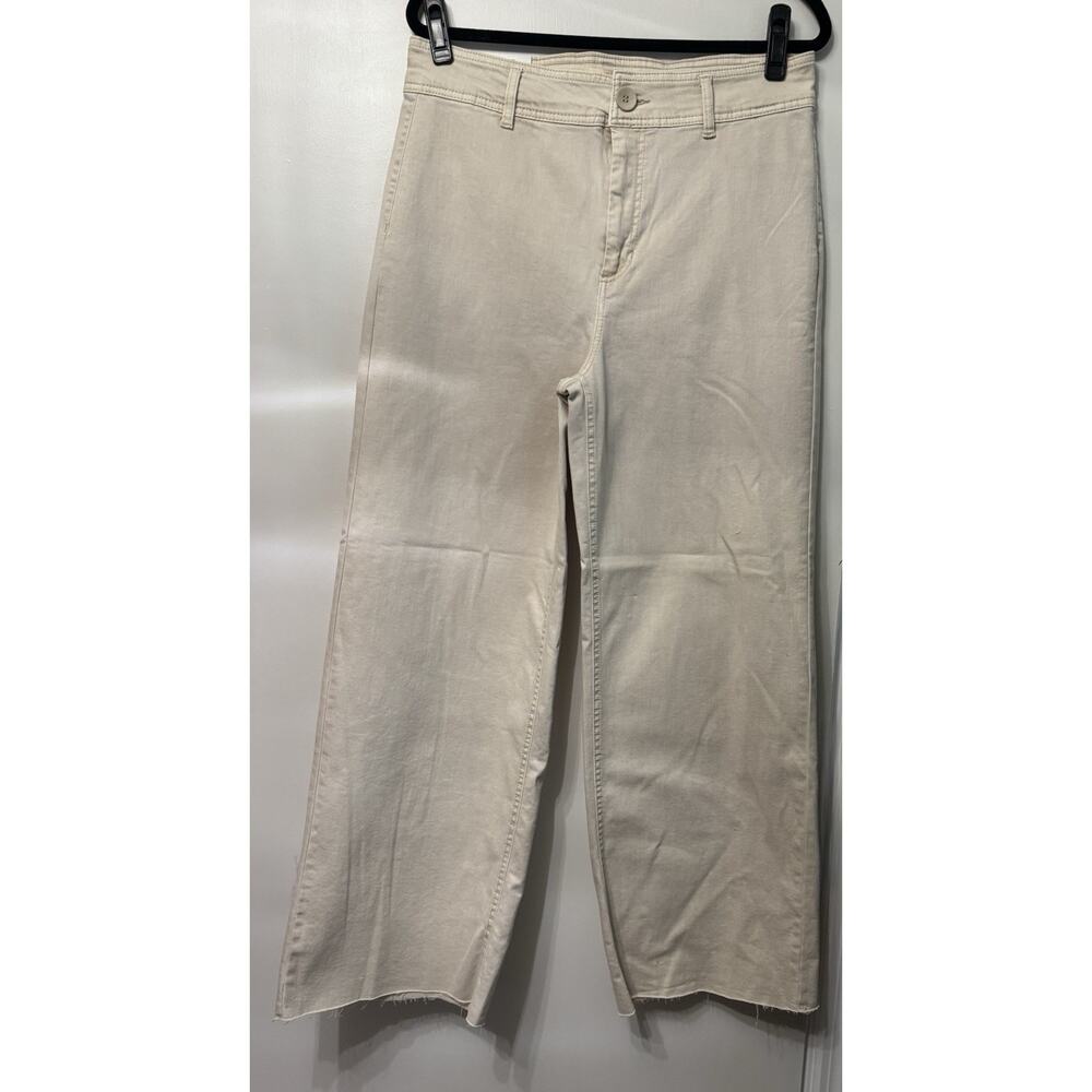 OAT New York White Wide Leg Jeans Raw Hem High Rise Denim Pants 12/31 Boho